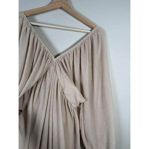 Anthropologie Mable Tiered Women’s V-Neck Short Dress Size S Neutral Preppy Tan - Picture 3 of 11